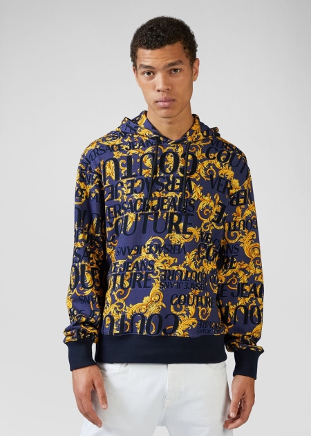 Versace Logo Baroque Print Hoodie Herr - 861742YXV